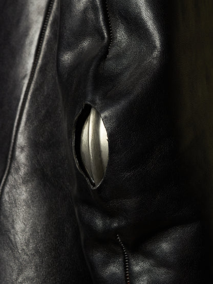 Carol Christian Poell 'LM/2599GP CORS-PTC/010' Object-dyed Lined Arthostic Titanium Elbow Horse Leather Jacket