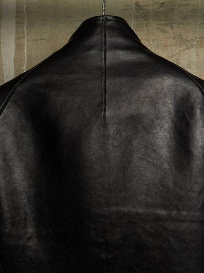 Carol Christian Poell 'LM/2599GP CORS-PTC/010' Object-dyed Lined Arthostic Titanium Elbow Horse Leather Jacket