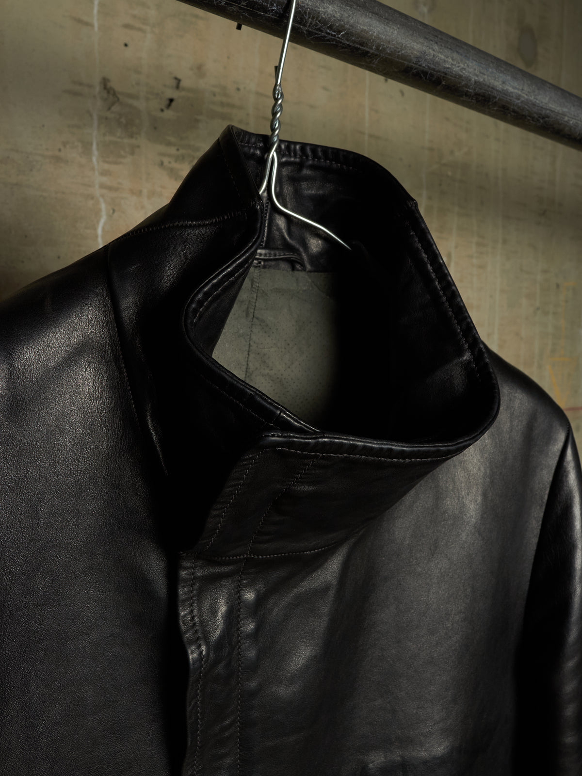Carol Christian Poell 'LM/2599GP CORS-PTC/010' Object-dyed Lined Arthostic Titanium Elbow Horse Leather Jacket