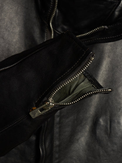 Carol Christian Poell 'LM/2599GP CORS-PTC/010' Object-dyed Lined Arthostic Titanium Elbow Horse Leather Jacket
