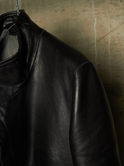 Carol Christian Poell 'LM/2599GP CORS-PTC/010' Object-dyed Lined Arthostic Titanium Elbow Horse Leather Jacket