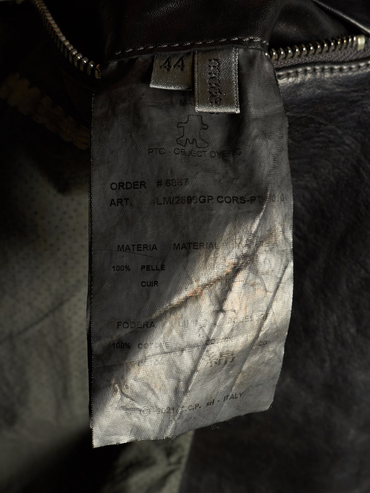 Carol Christian Poell 'LM/2599GP CORS-PTC/010' Object-dyed Lined Arthostic Titanium Elbow Horse Leather Jacket