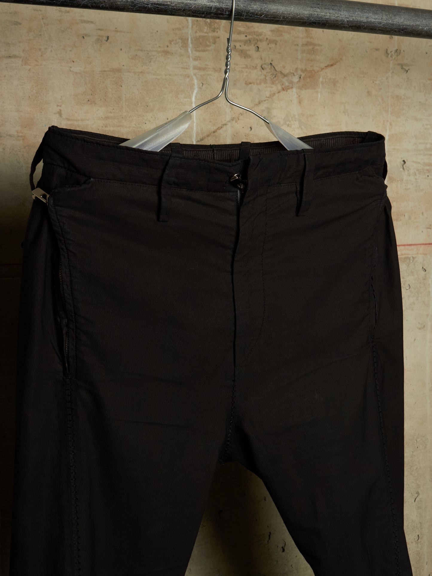 Carol Christian Poell 'PM/2671OD CORD-PTC/10' Object-dyed Visible Meltlock Front Zip Trousers
