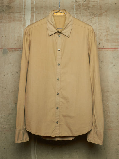 Carol Christian Poell SS04 "Mainstream Downstream" Khaki Cotton Frayed Collar Gloves Shirt