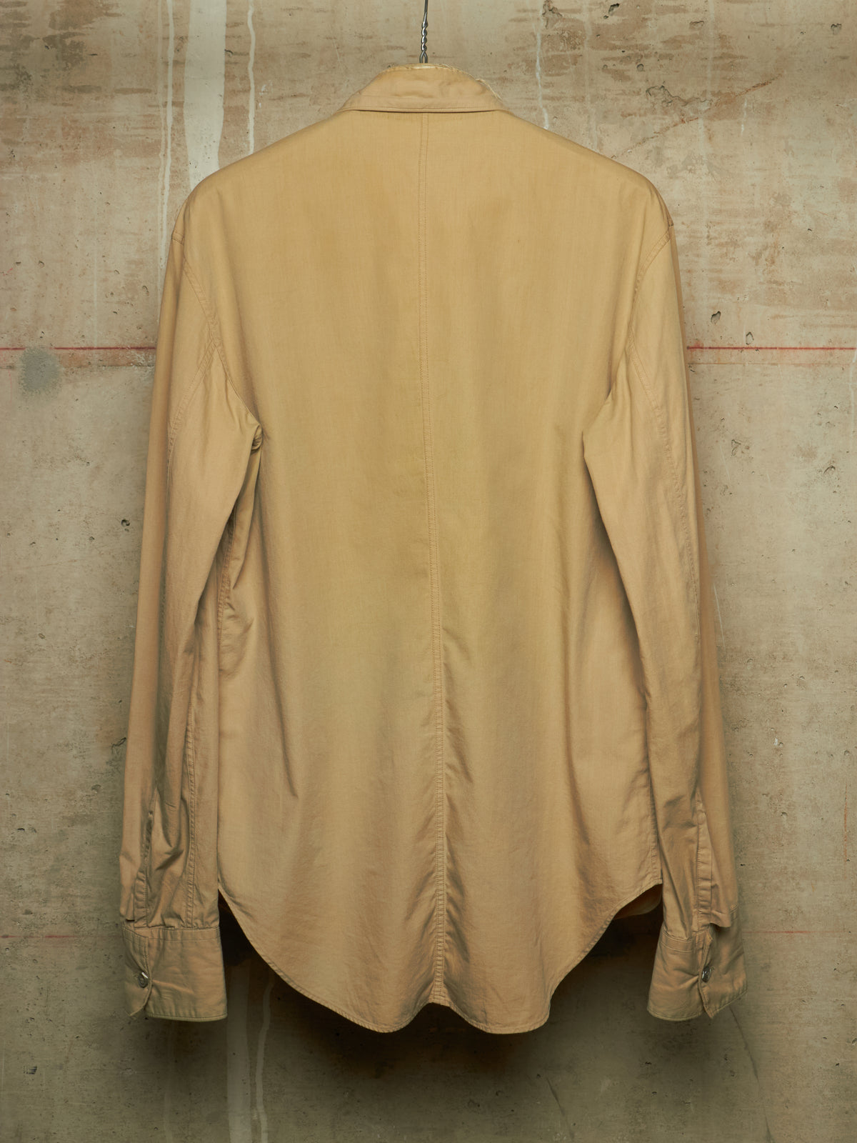 Carol Christian Poell SS04 "Mainstream Downstream" Khaki Cotton Frayed Collar Gloves Shirt