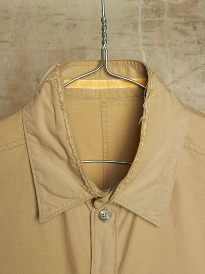 Carol Christian Poell SS04 "Mainstream Downstream" Khaki Cotton Frayed Collar Gloves Shirt