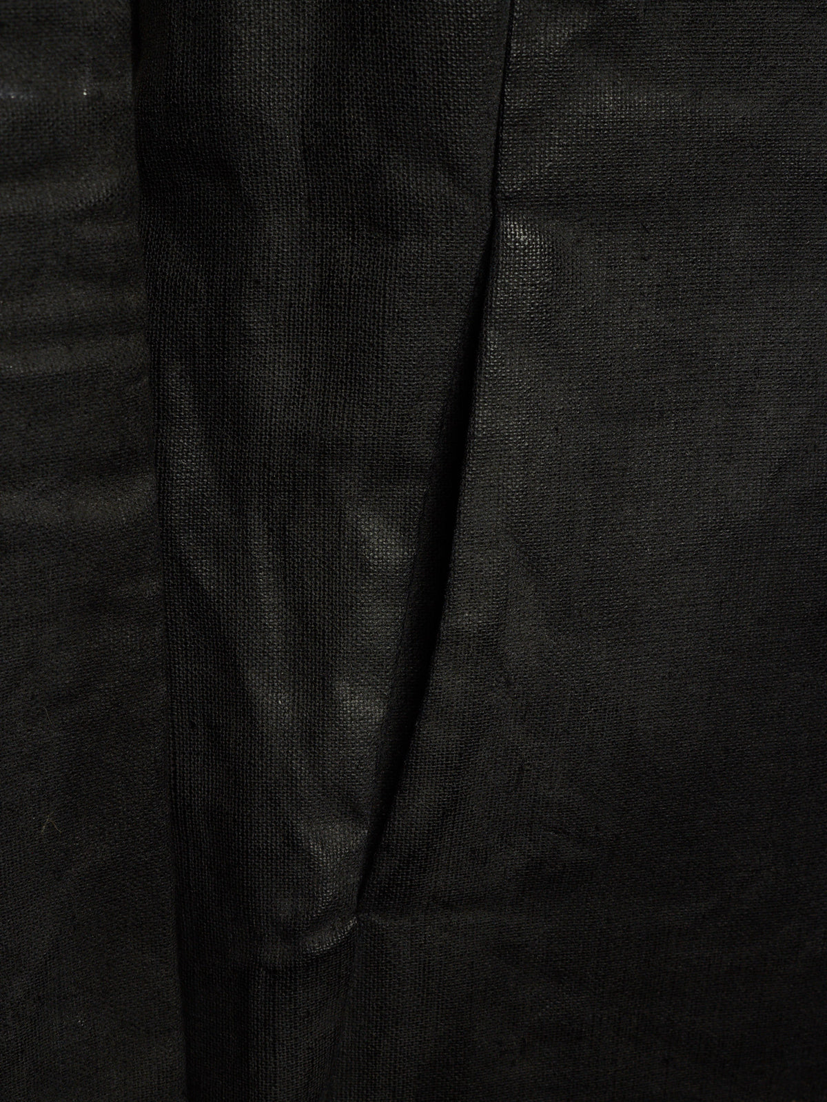 Carpe Diem Early 00s Grey Heavy Waxed Linen Frayed Edge Collarless Zip Jacket