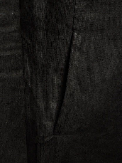 Carpe Diem Early 00s Grey Heavy Waxed Linen Frayed Edge Collarless Zip Jacket