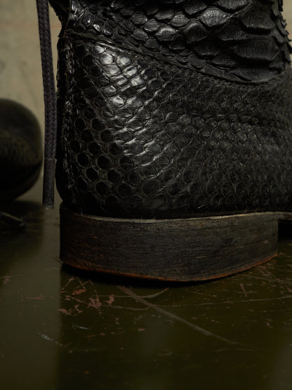 Carpe Diem Early 00s Charcoal Grey Python Skin Back-Lace Boots