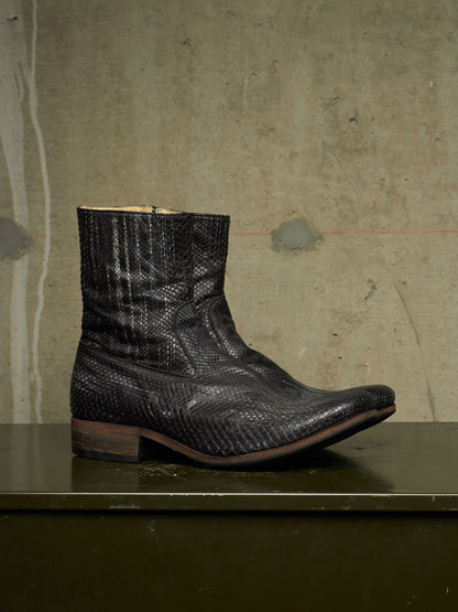 Carpe Diem Ealry 00s Striped Snakeskin Leather Side Zip Boots
