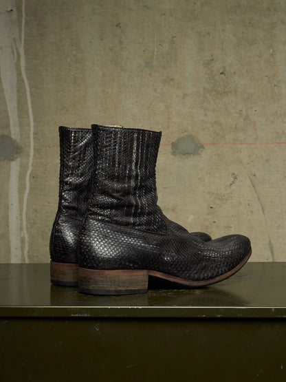 Carpe Diem Ealry 00s Striped Snakeskin Leather Side Zip Boots