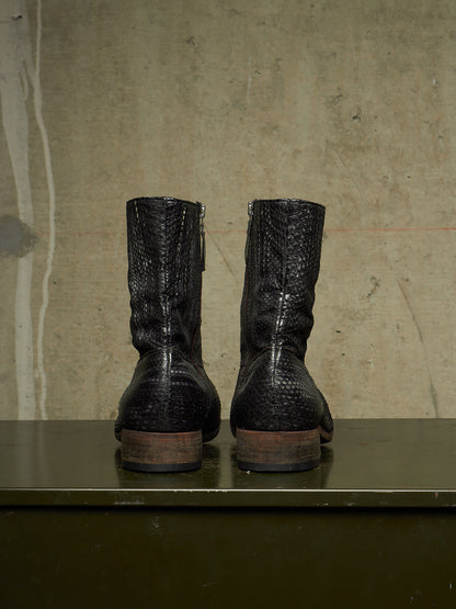 Carpe Diem Ealry 00s Striped Snakeskin Leather Side Zip Boots