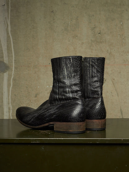 Carpe Diem Ealry 00s Striped Snakeskin Leather Side Zip Boots