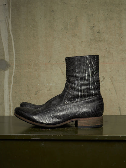 Carpe Diem Ealry 00s Striped Snakeskin Leather Side Zip Boots