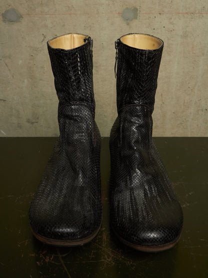 Carpe Diem Ealry 00s Striped Snakeskin Leather Side Zip Boots