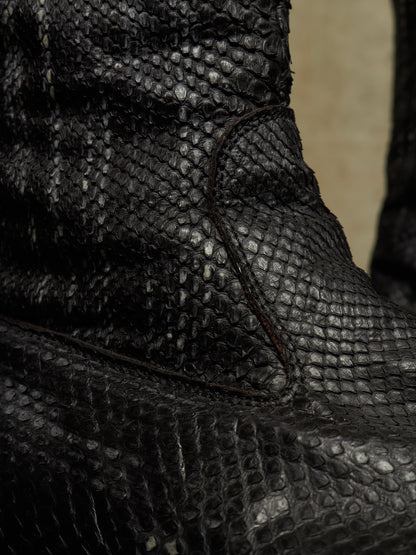 Carpe Diem Ealry 00s Striped Snakeskin Leather Side Zip Boots