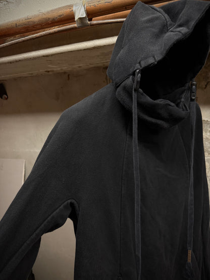 Boris Bidjan Saberi ‘HOODY2’ Washed Black Kangaroo Pocket Raglan Ninja Hoodie