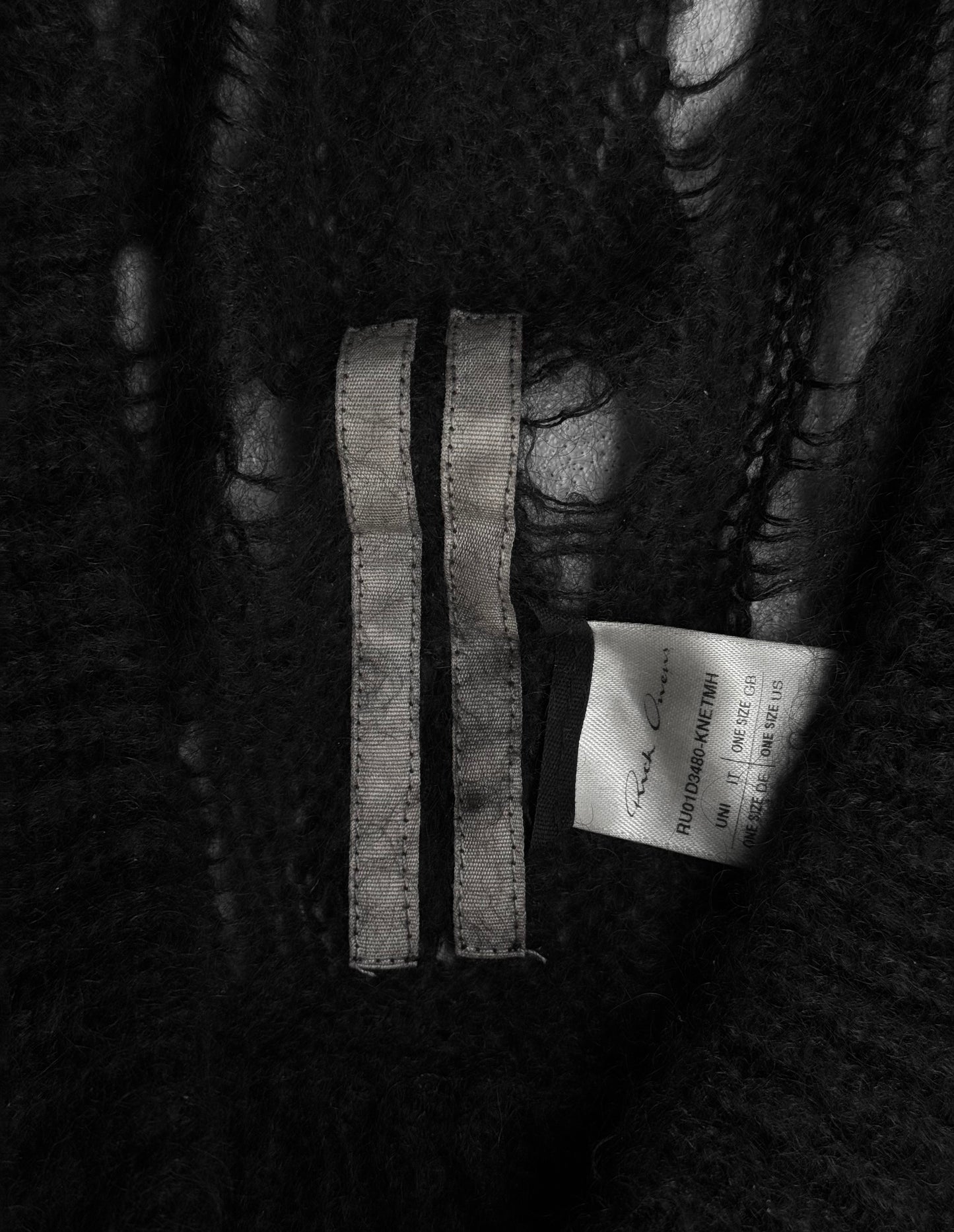Rick Owens SS24 “LIDO” Distressed Spider Knit Jera Mohair Hood