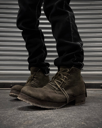 Boris Bidjan Saberi AW22 Object-dyed Canvas ‘BOOT4’ Ankle Hiking Boots