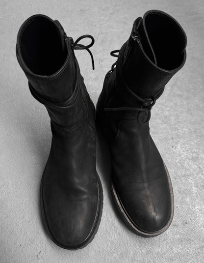 Ann Demeulemeester AW19 ‘Louisse’ Backlace Nubuck Leather Boots