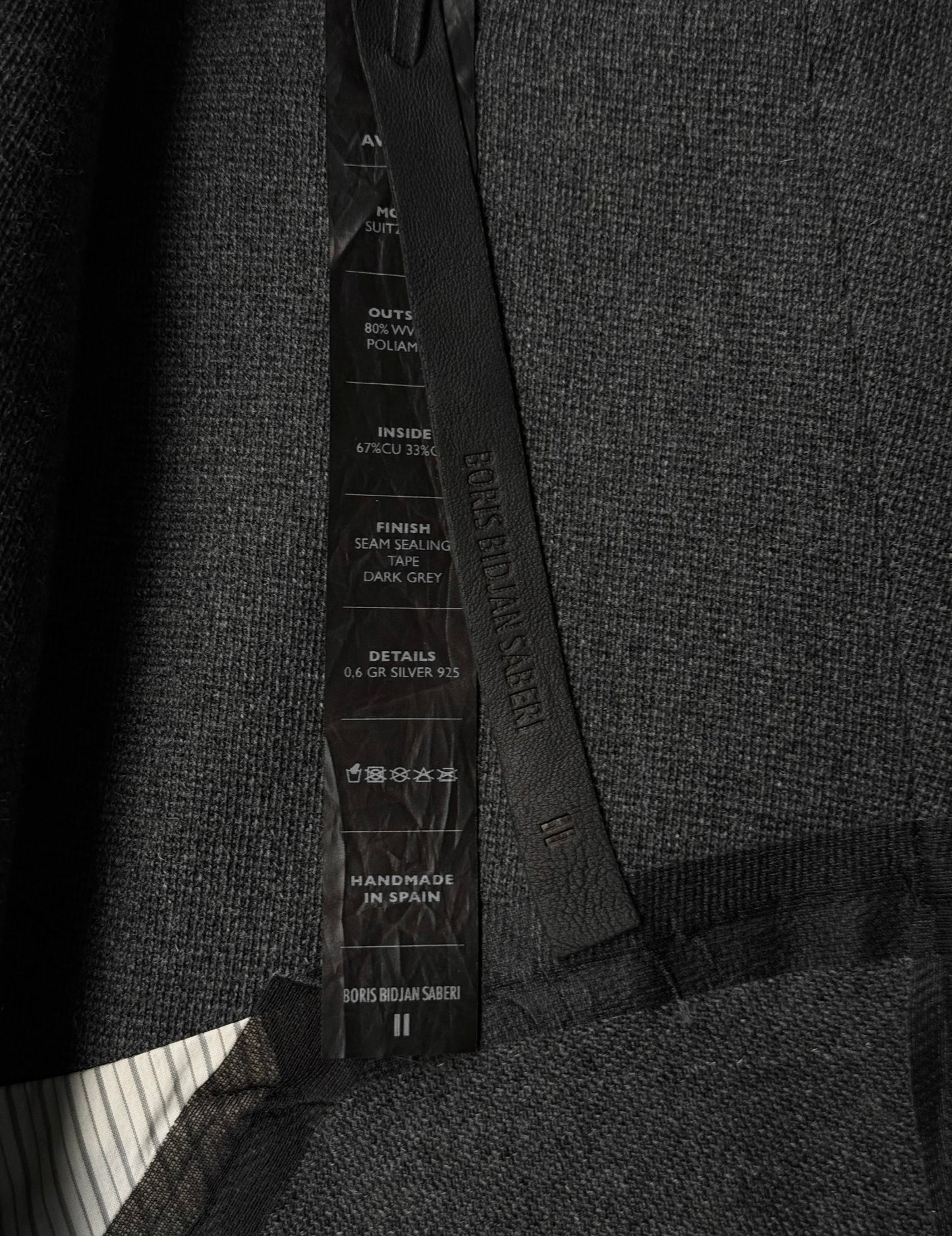 Boris Bidjan Saberi AW13-14 'SUIT2-F1115' Dark Grey Tape Seam Shawl Collar Blazer