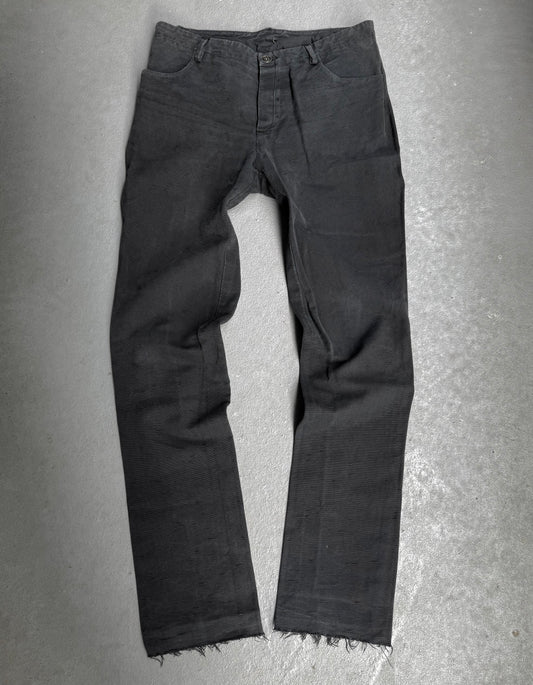 Label Under Construction Charcoal Grey Frayed Hem Trousers