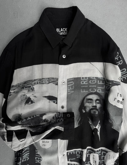 Yohji Yamamoto POUR HOMME BLACK Scandal AW18 Side Button Comic Print Long Shirt