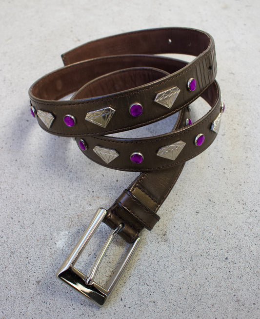 Undercover AW01 “D.A.V.F” Jewels Studded Metallic Leather Belt