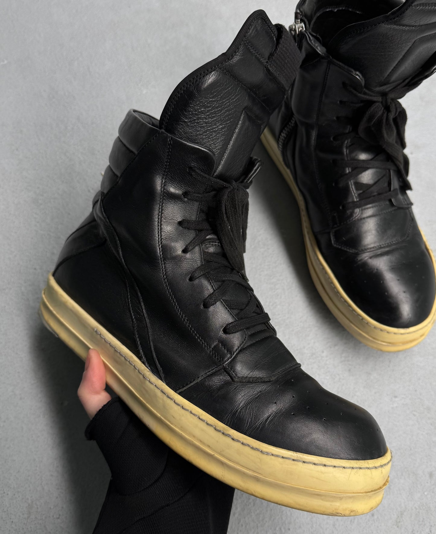 Rick Owens AW15 “SPHINX” Leather Geobasket Sneakers