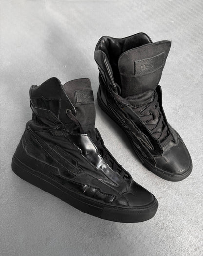 RAF SIMONS SS13 Black Holographic Hi-top Sneakers