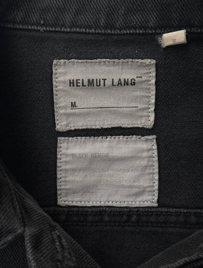 Helmut Lang Early 00s Washed Black Denim Trucker Jacket