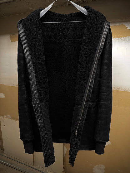 Rick Owens AW12 "MOUNTAIN" Hooded Blistered Lamb Leather Shearling Jacket detail | DRIEW GARMENTS