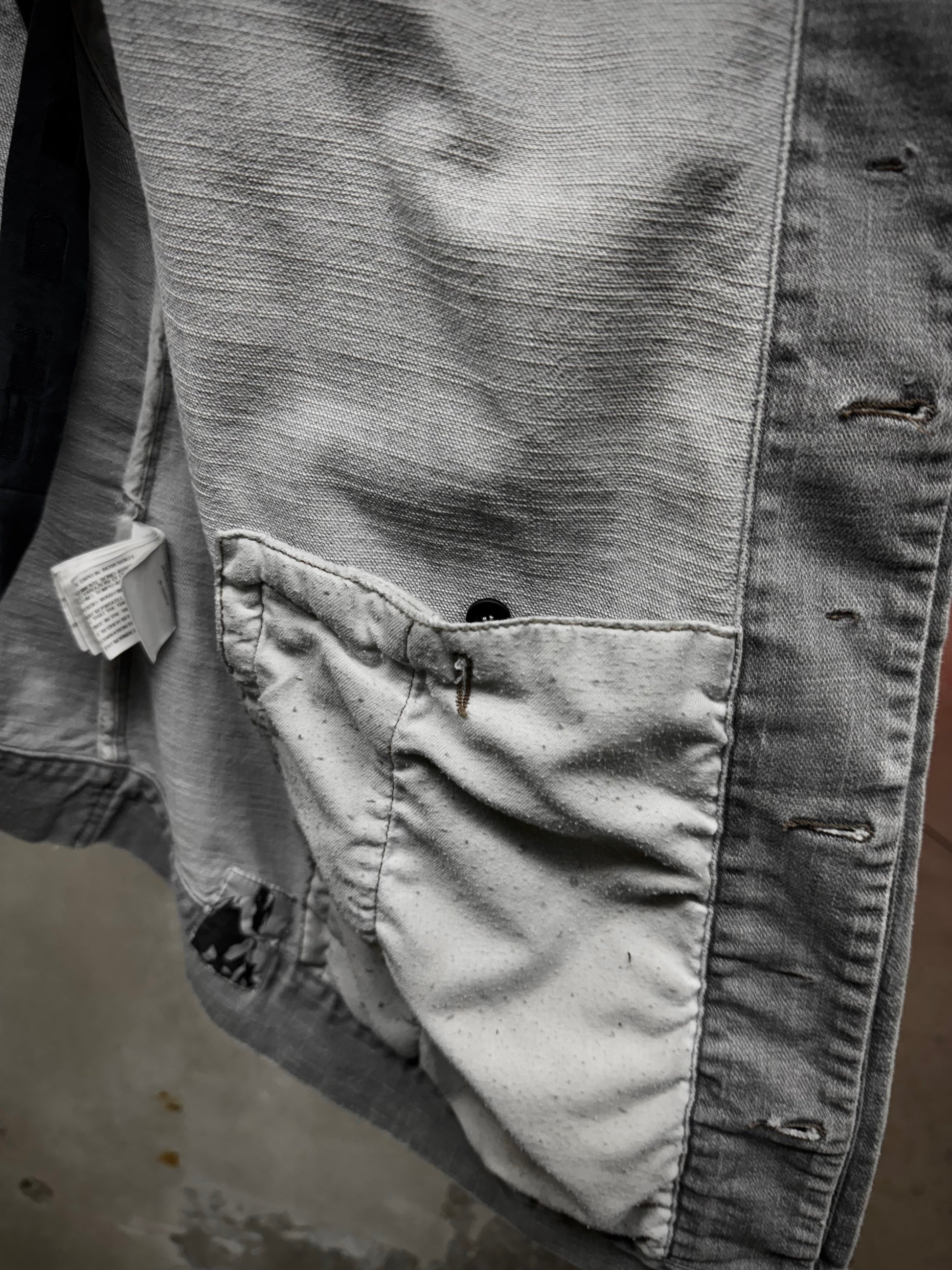 Rick Owens DRKSHDW AW08 "STAG" EGG Asymmetric Denim Vest detail | DRIEW GARMENTS