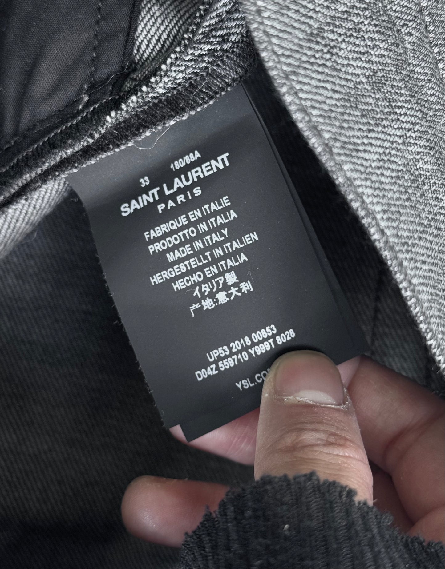 Saint Laurent Paris SS19 Radioactive Waxed “D02” Skinny Denim