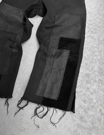 BLACK COMME des GARÇONS SS10 Patchwork Frayed Hem Capris Denim