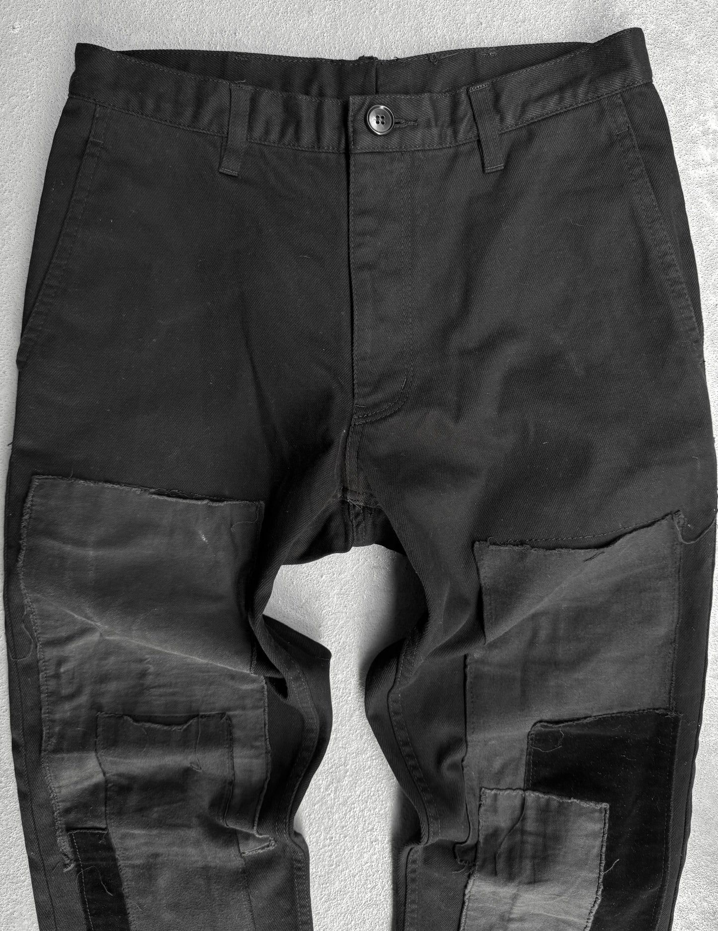 BLACK COMME des GARÇONS SS10 Patchwork Frayed Hem Capris Denim