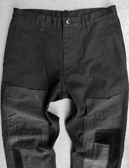 BLACK COMME des GARÇONS SS10 Patchwork Frayed Hem Capris Denim