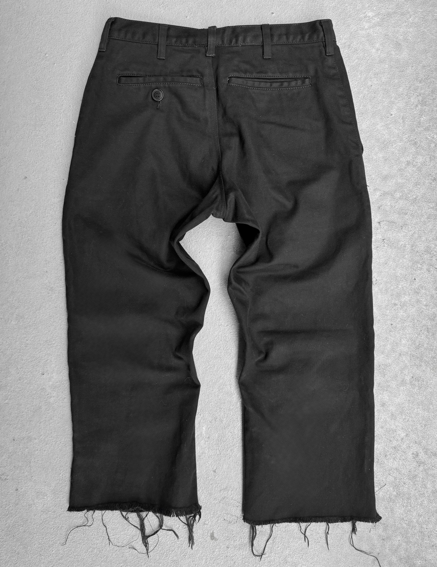 BLACK COMME des GARÇONS SS10 Patchwork Frayed Hem Capris Denim