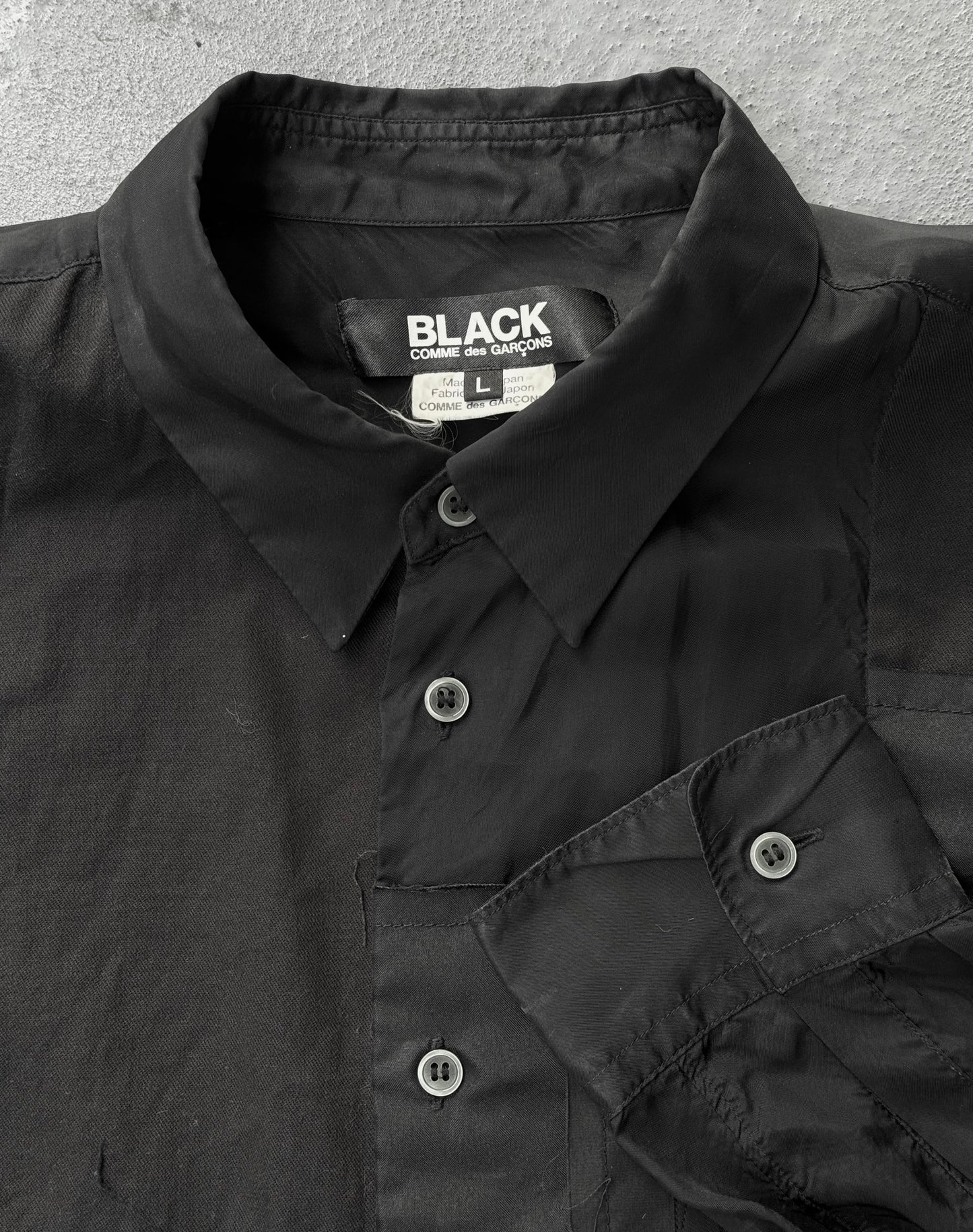 BLACK COMME des GARÇONS AW18 Cupro Patchwork Shirt