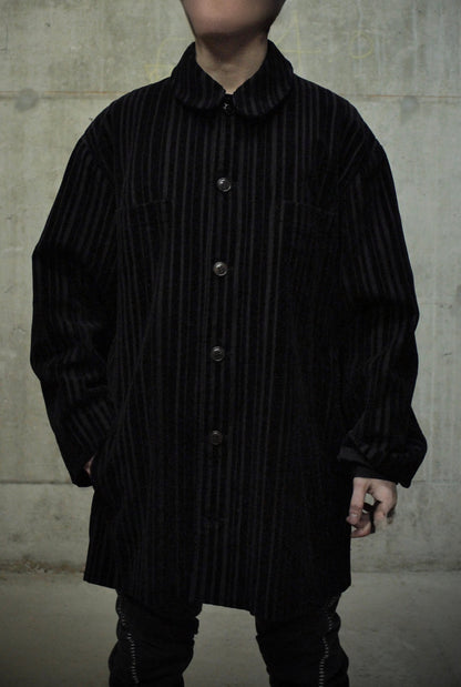 Yohji Yamamoto POUR HOMME AW96 Velvet Stripe Corduroy Oversized Coat detail | DRIEW GARMENTS