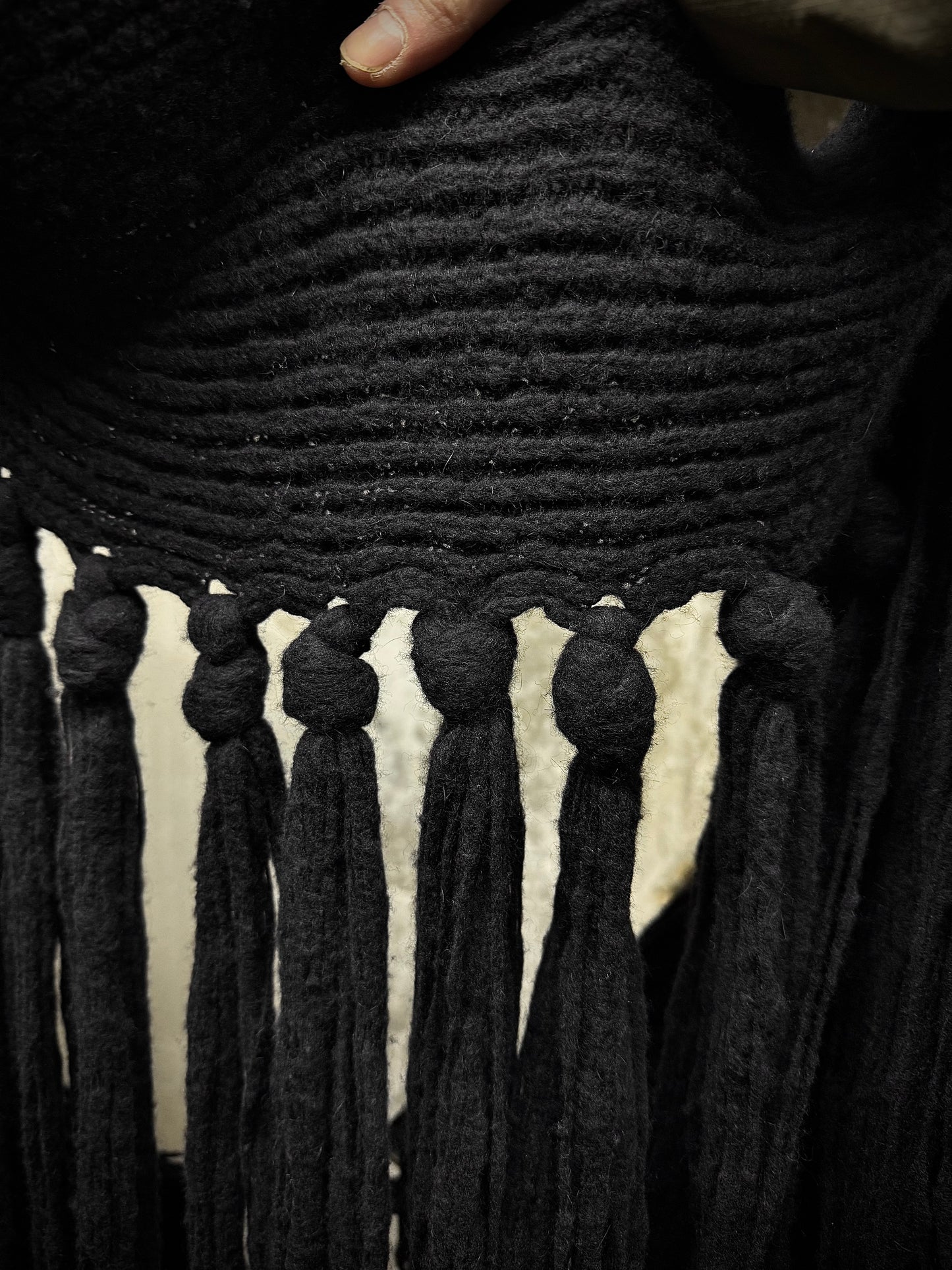 NICOLAS ANDREAS TARALIS Early 00s Jumbo Fringed Wool Scarf detail | DRIEW GARMENTS