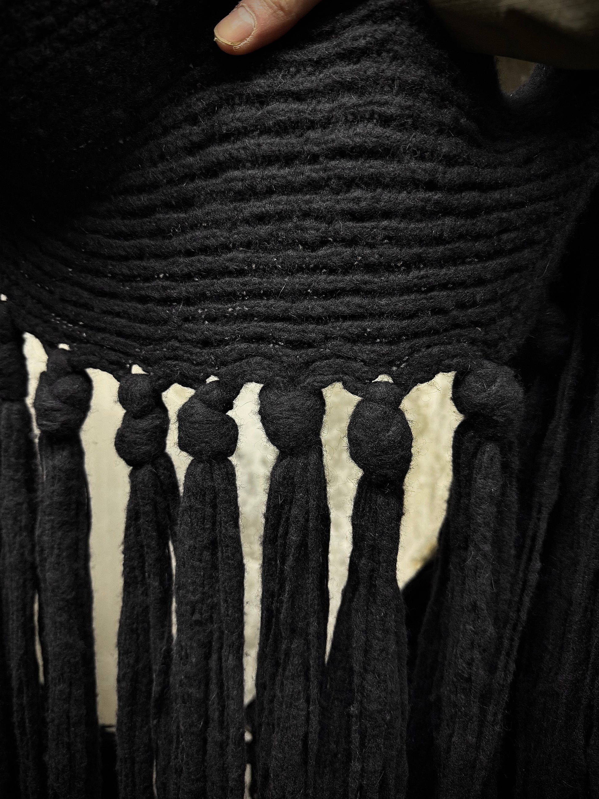 NICOLAS ANDREAS TARALIS Early 00s Jumbo Fringed Wool Scarf detail | DRIEW GARMENTS