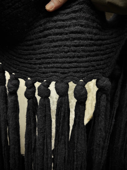 NICOLAS ANDREAS TARALIS Early 00s Jumbo Fringed Wool Scarf detail | DRIEW GARMENTS