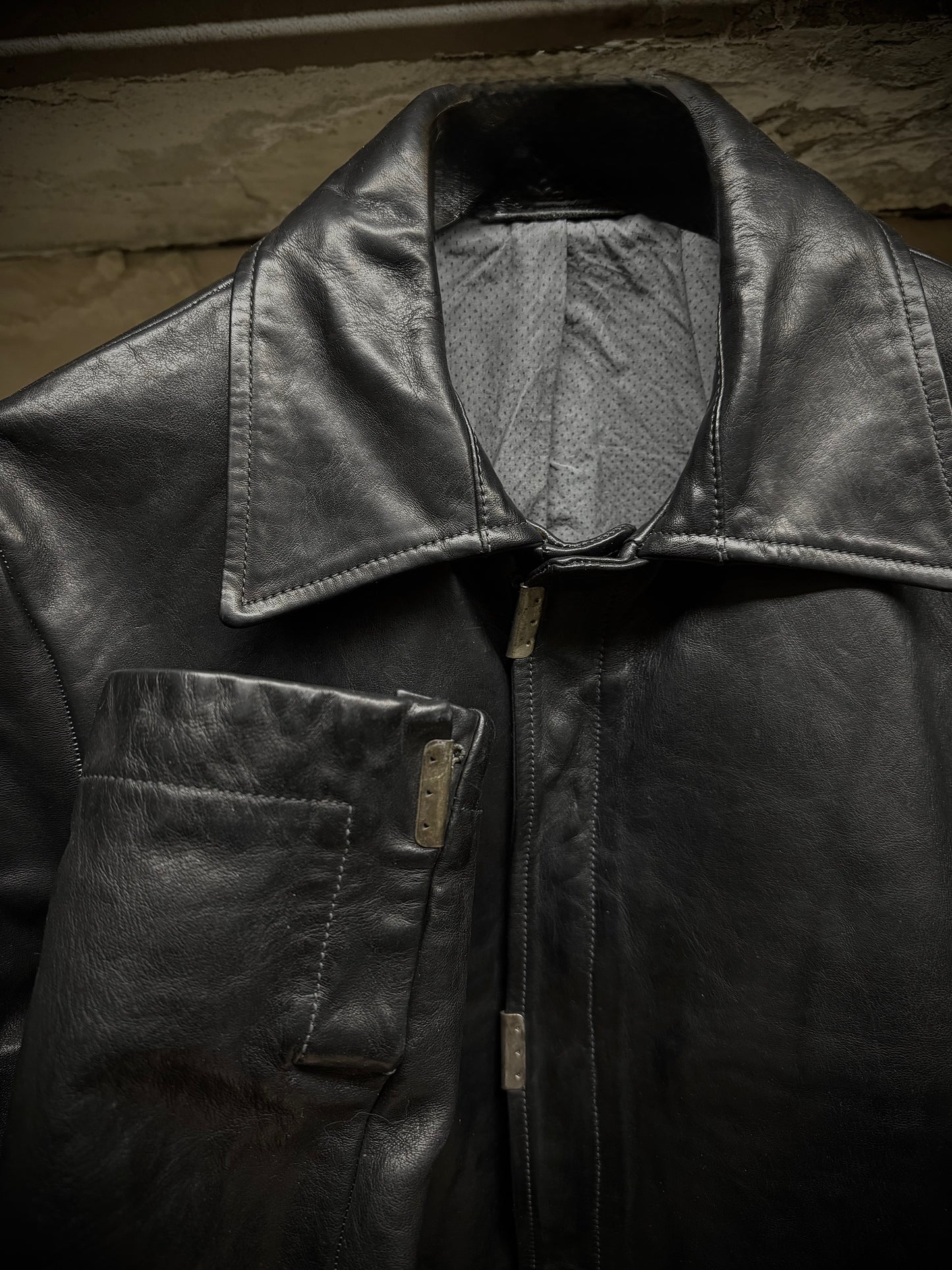 Carol Christian Poell ‘LM/2498 CORS-PTC/010’ Object-dyed Lined Scarstitch Horse Leather Jacket (Size  detail | DRIEW GARMENTS