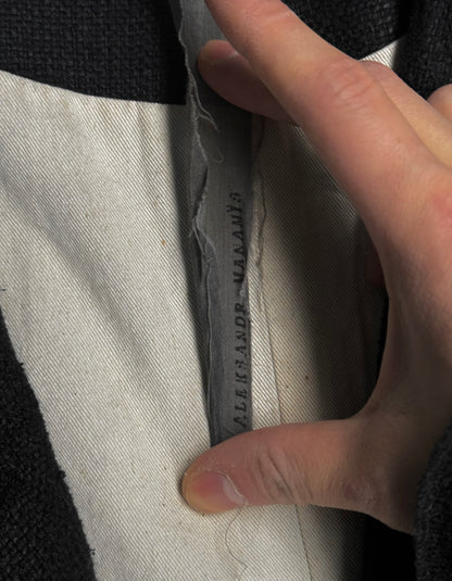 Aleksandr Manamïs Charcoal Grey Raw Silk Frayed Hem Coat