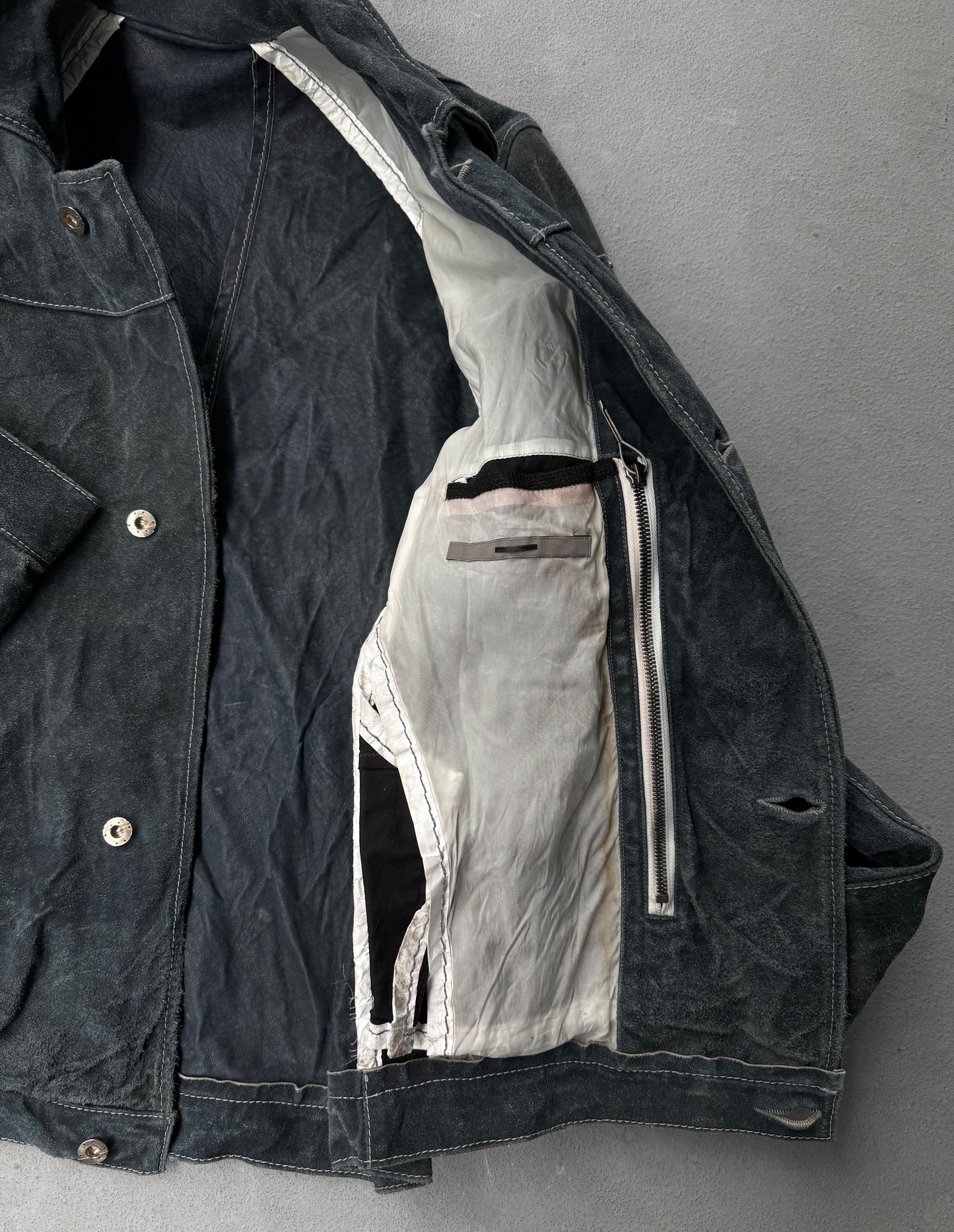 Taichi Murakami AW25 Indigo Hand-Dyed Reverse Calf Leather Work Jacket