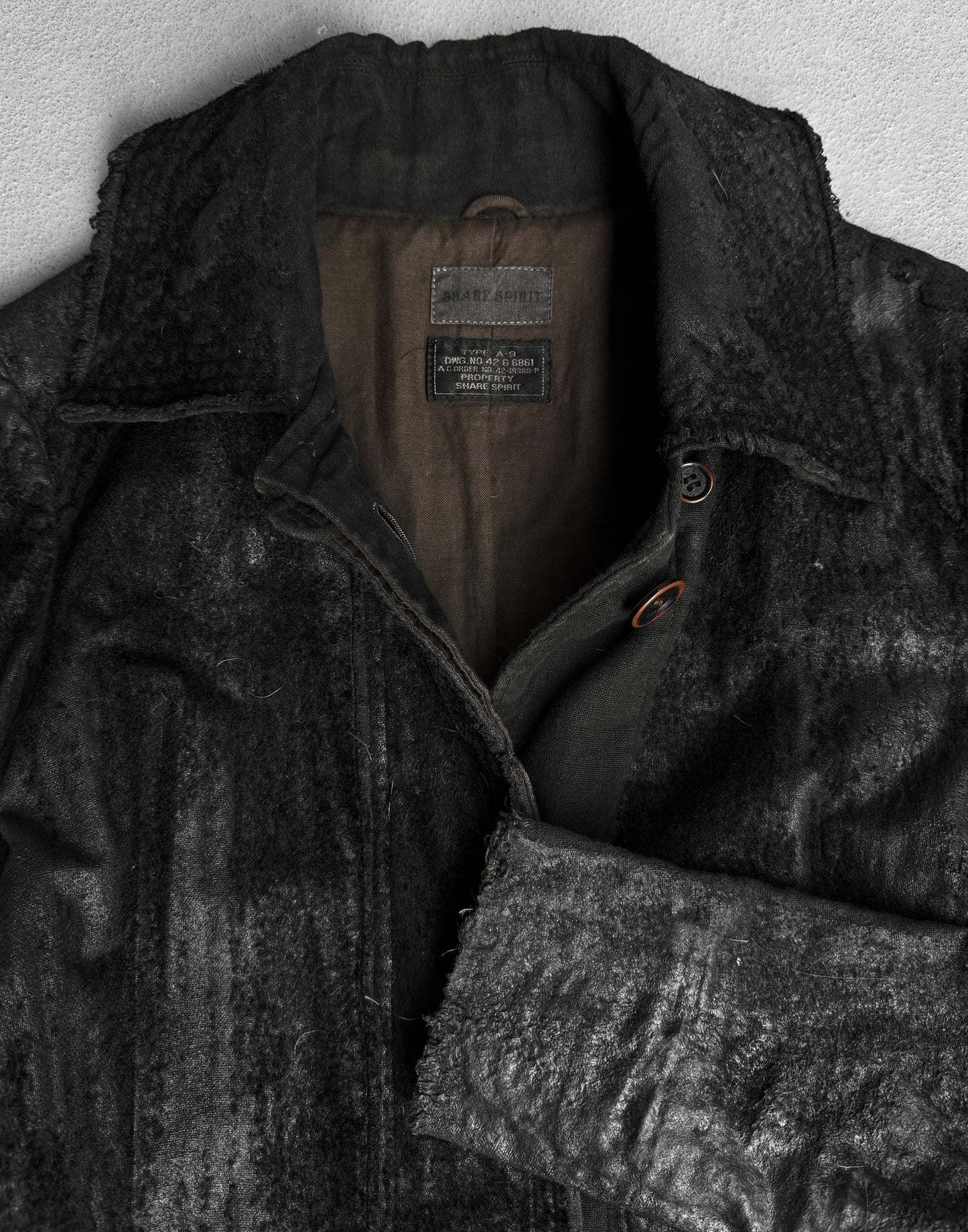 SHARE SPIRIT Early 00s Blistered Waxed Cotton Long Coat