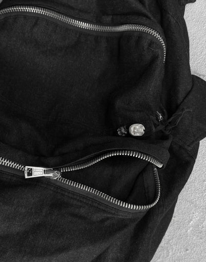 Ann Demeulemeester 2010s Skull Charm Wool Ramie Backpack