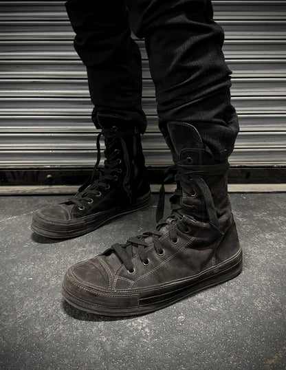 Ann Demeulemeester Scamosciato Two-toned Black Suede High-top Sneakers