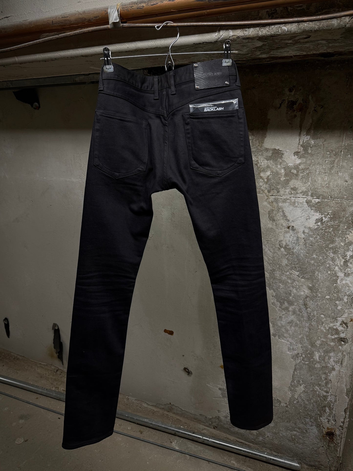 Isamu Katayama "BACKLASH" AW14 Lizard Leather Patch 5 Pocket Skinny Denim detail | DRIEW GARMENTS